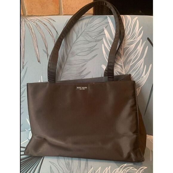 Kate Spade SAM 90s Y2K Black Nylon Icon Big Box Tote Bag Purse vintage MCM - Picture 1 of 9